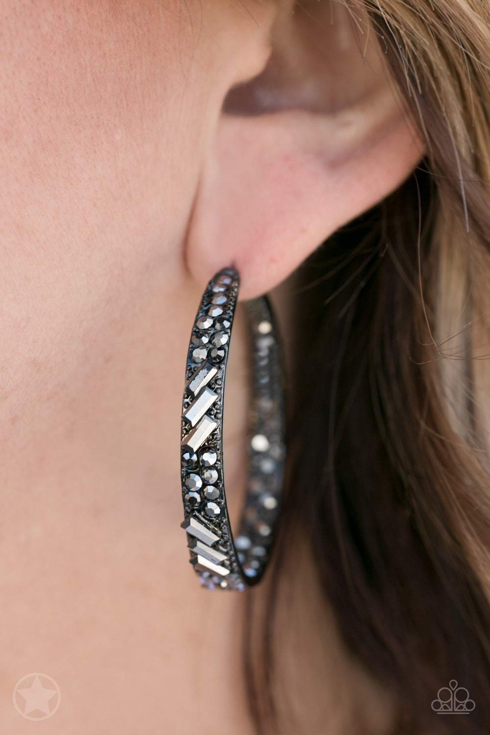GLITZY By Association - Black Hoop - Bling With Crystal