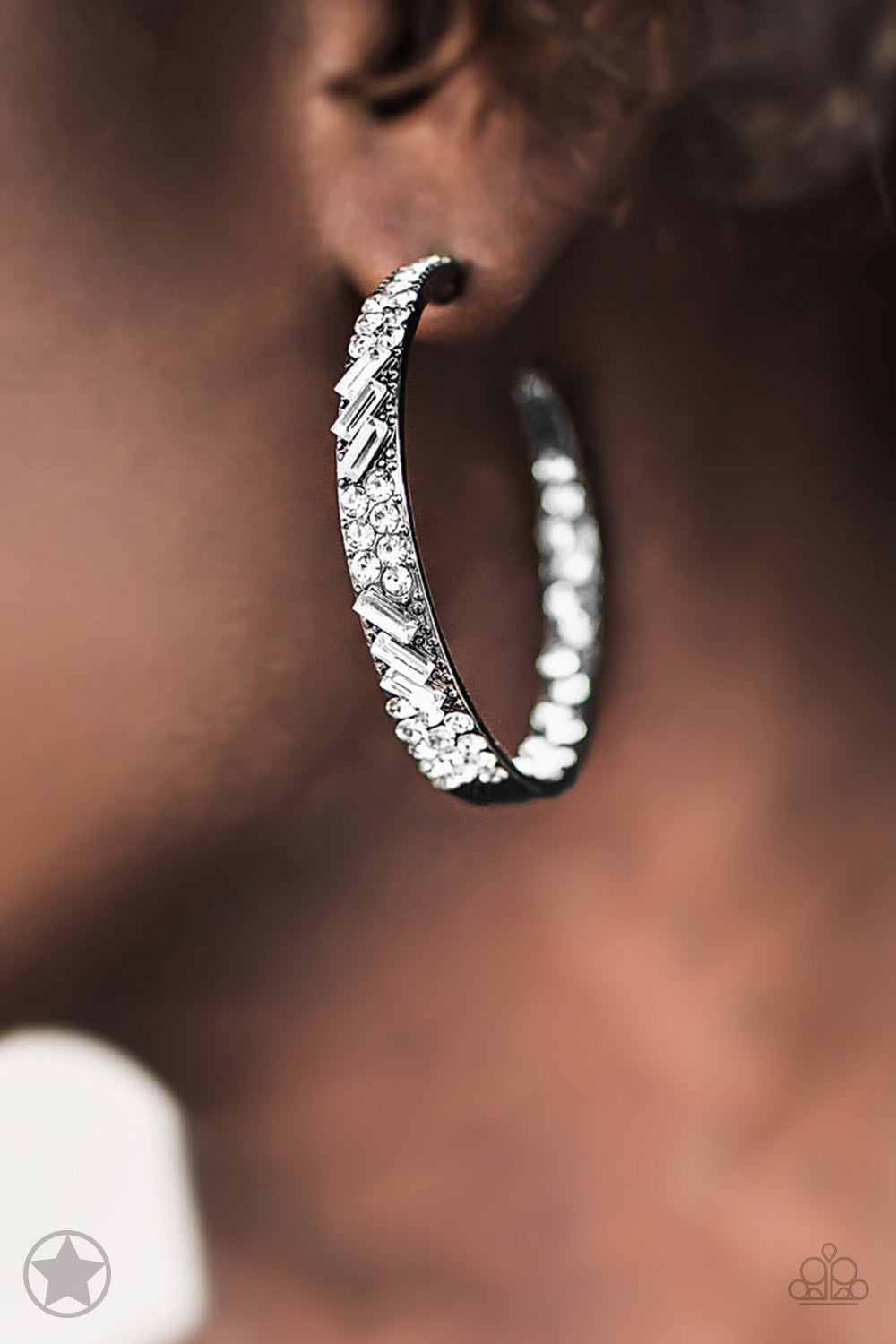 GLITZY By Association - Gunmetal w/ White Hoops - Bling With Crystal